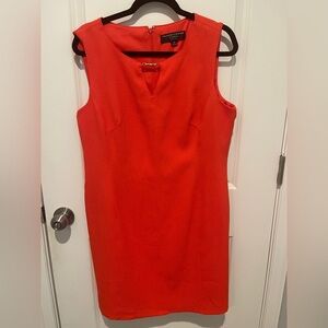 Orange (Reddish) Sleeveless V-Neck Sheath Dress for Work